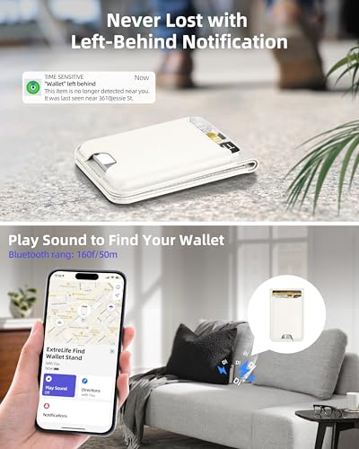 ExtreLife for Magsafe Wallet, Works with Apple Find My, 6 Cards Holder - color: Milk White