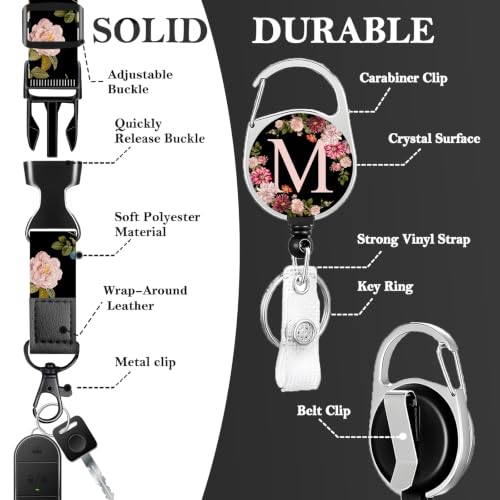 Teacher Lanyard with ID Holder & Reel, Black Lanyard Adjustable Detachable - color: M