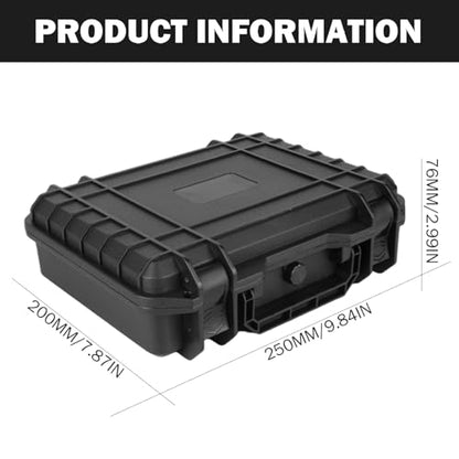 Waterproof Shockproof Hard Case with EVA Sponge, Carrying Tool Storage Box with Handle, Safety Lock Hole and Air Guide Valve for Drones, Camera, Equipment