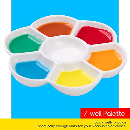 MEEDEN Ceramic Watercolor Paint Palette: 3Pcs 7-Well Color Mixing Tray 4.7"