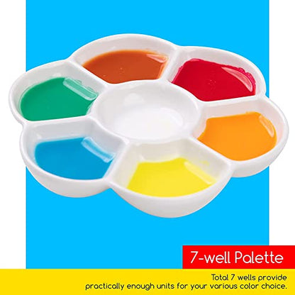 MEEDEN Ceramic Watercolor Paint Palette: 3Pcs 7-Well Color Mixing Tray 4.7"