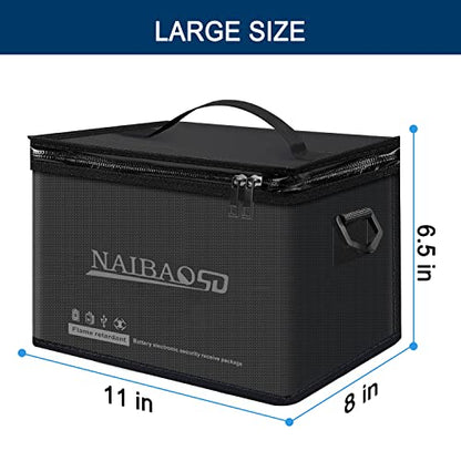 Fireproof Lipo Battery Bag, 11 x 8 x 6.5 in - color: black