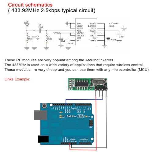 10-Pack 433MHz RF Transmitter and Receiver Module, Antenna