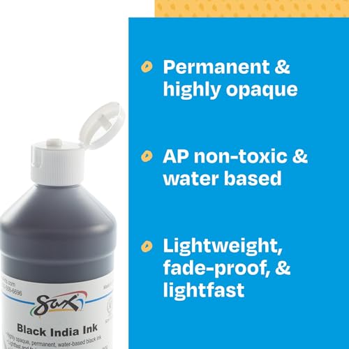 Sax Black India Ink, 1 Pint, Black