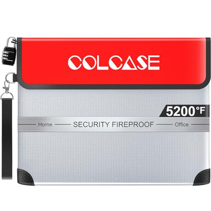 COLCASE Fireproof Document Bag 5200℉ Heat Insulated Waterproof Fireproof - style: 5200℉ Bag Silver