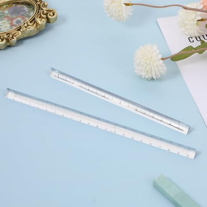 2 Pack Transparent Triangle Ruler Plastic Clear 15cm Measuring Tool Pocket Size Ruler Metric Rulers Small Architectural Scale Rulers Drafting Tools for Office and School