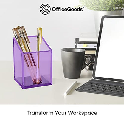 OfficeGoods Acrylic Pen and Pencil Holder, Purple - color: Purple
