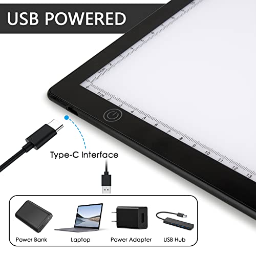 DGODRT Slide Viewer Light Box for Scan Old Slide Negative Film Scanning, Artist Sketching, A4 Ultra-Thin Light Box Scanner with 3 Adjustable Brightness, USB Powered