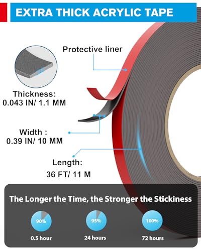 EMITEVER 0.39IN x 36FT(2 Pack) Double Sided Tape Heavy Duty Tesa - size: 0.39IN x 36FT(2 Pack)-6411