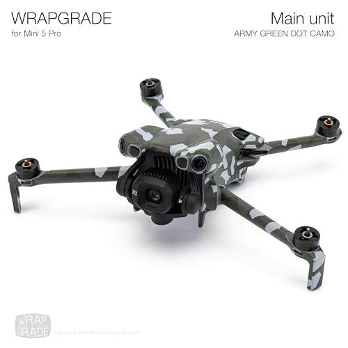 WRAPGRADE Skin Stickers Compatible with DJI Mini 5 Pro (Army Green Dot Camo) - color: Army Green Dot Camo