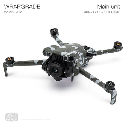WRAPGRADE Skin Stickers Compatible with DJI Mini 5 Pro (Army Green Dot Camo) - color: Army Green Dot Camo