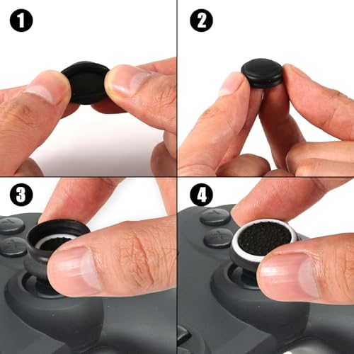 4pcs Thumb Grips Joystick Cap Cover for PS5 PS4 Xbox Series X/S Controller - color: black & white