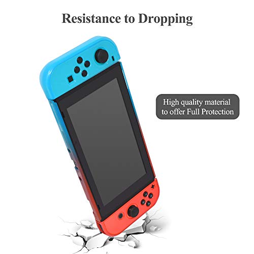 Case Compatible with Nintendo Switch, Fit The Dock Station, Protective Accessories Cover Compatible with Joy Con Controller and Console Dockable with a Tempered Glass Screen Protector, Blue & Red - size: Switch 1 (2017)