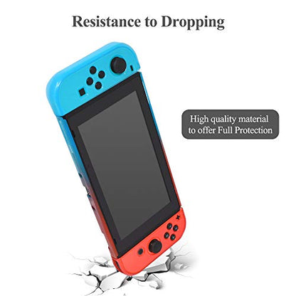 Case Compatible with Nintendo Switch, Fit The Dock Station, Protective Accessories Cover Compatible with Joy Con Controller and Console Dockable with a Tempered Glass Screen Protector, Blue & Red - size: Switch 1 (2017)