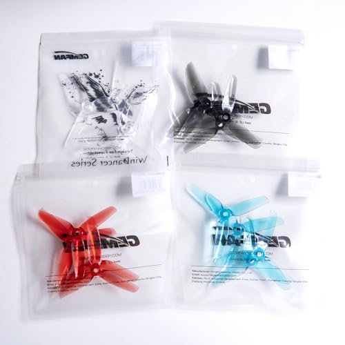 16 Pcs Gemfan WinDancer 4032 3-Blade FPV Propellers 4 Inch Tri-Blade Props for 1406-2205 Brushless Motors FPV Racing Drone Quadcopter, Multi-Color Combo Pack (2 Pairs Each: Red, Black, Blue, Clear)