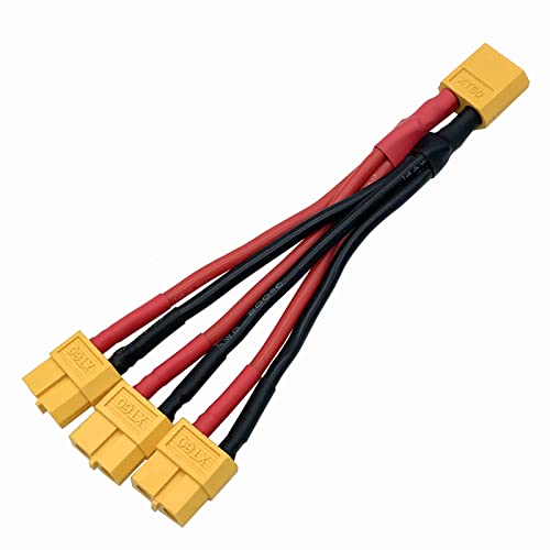 XT60 Parallel Battery Connector Male/Female Cable Extension Y Splitter 3-Way 14AWG Silicone Wire for RC Battery Motor (1 Male to 3 Female) - style: 1 male to 3 female
