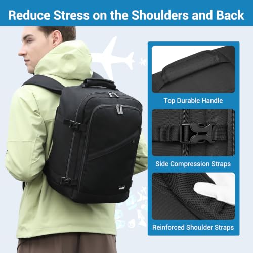 Kono Travel Backpack Airline Approved Under Seat Personal Item Bag - color: Black, size: Small