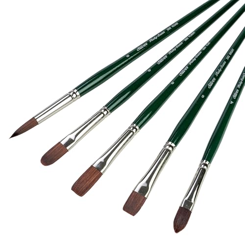 Silver Brush Limited Ruby Satin Size 6 Variety Oil Paintbrush Set, 5pc - color: Size 6 Variety Set, size: 5 Pc