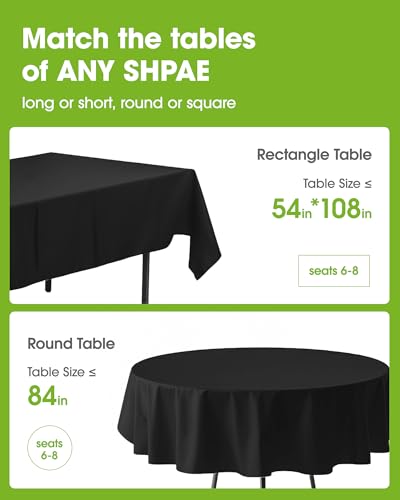 Pureegg Plastic Table Cloth Disposable 6 Pack, 54 x 108 Inch, Black - color: Black, size: 54" X 108" Rectangle