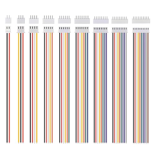 90 Sets Micro JST-XH 2.54mm Pitch 2P/3P/4P/5P/6P/7P/8P/9P/10P Male Connector Terminal Cable, Silicone Wire, Female Socket Board Connector for Signal Transmission, LED Strip, Toy Battery - color: 90 Sets