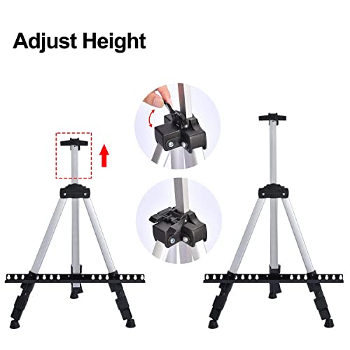 T-SIGN Portable Artist Easel Stand for Painting - Adjustable Height Painting Easel with Bag - Tabletop Art Easel for Painting Canvas Stand, Poster Stand - Metal Tripod- 66 inches (Pack of 2)