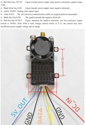 SPARKHOBBY TX2500 V4 VTX 5.8GHz Super Power 2000MW FPV Wireless-Transmitter with Cooling Fan for RC FPV Fixed-Wing Drones Over 20Km Range (TX2500 V4)