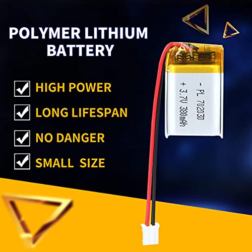 3.7V 380mAh 702030 LiPo Battery with JST PH2.0mm 2-Pin Connector - size: 702030 380mAh
