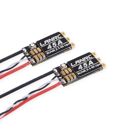 45A ESC 2S-6S Brushless ESC LANRC BLHeli_S Electronic Speed Controller Support D-Shot 150/300/ 600 for FPV Racing Drone Multicopter Quadcopter 2PCS - color: 45a Esc