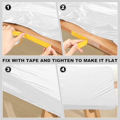 Boao 12 Plastic Elastic Fitted Tablecloths, 8 Ft, 96 x 30 Inch, White - color: White, size: 8 Ft, 96 x 30 Inch
