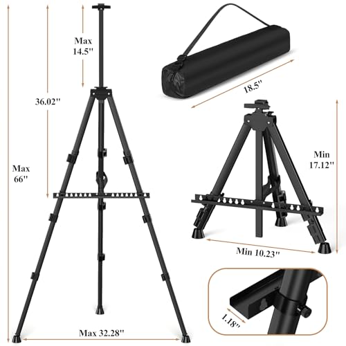 Art Painting Tripod Easel Stands, Portable Adjustable Display Artist Easels - style: Black-2pack