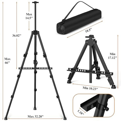 Art Painting Tripod Easel Stands, Portable Adjustable Display Artist Easels - style: Black-2pack