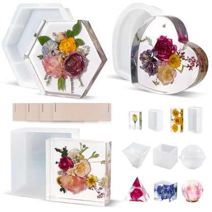 LET'S RESIN Deep Resin Molds, 8Pcs Flower Preservation Silicone Mold Set - color: Resin Mold Set