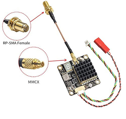 5.8GHz FPV VTX PIT/250/500/1000/2000mW Long Range Switchable Transmitter Support OSD Configuration Using Smart Audio and Microphone with MMCX, FC Uart for Racing Drone RC Drones Quadcopter RC Car