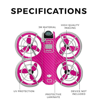 Carbon Fiber Drone Skin Compatible with DJI Neo - Solid Hot Pink - Premium 3M Vinyl Protective Wrap Decal Cover - Easy to Apply | Crafted in The USA by MightySkins - color: Solid Hot Pink, style: Textured Carbon Fiber Finish
