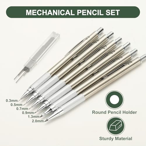 PATIKIL 2Pcs Mechanical Pencil 0.9mm, Lead Pencils Mechanical Holder,Silver - color: Silver