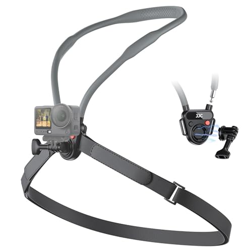 JJC Quick Release POV Neck Mount with Chest Strap for DJI Osmo Action 6 5 4 - color: Neck Mount with Fixing Chest Strap Black