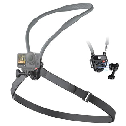 JJC Quick Release POV Neck Mount with Chest Strap for DJI Osmo Action 6 5 4 - color: Neck Mount with Fixing Chest Strap Black