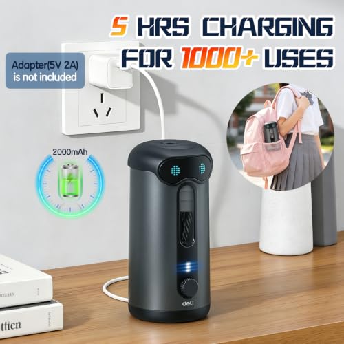 deli Electric Pencil Sharpener, Fully Automatic Pencil Sharpener, Black - color: Black