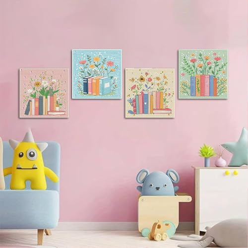 ICYANART 4 Pack Diamond Art Painting Kits for Kids Ages 6-8-12 6x6Inch - color: Books