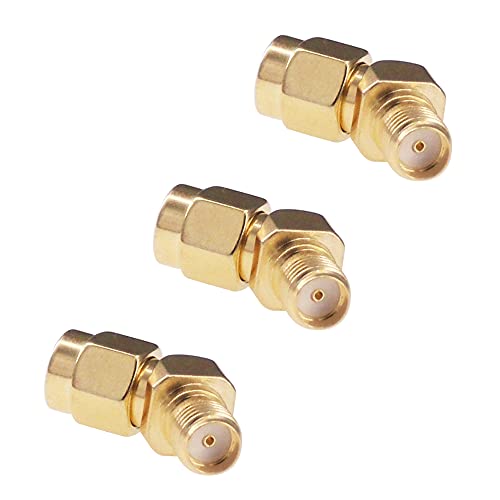 3pcs SMA Male to Female FPV Antenna Adapter Gold Plated Connector for Wi-Fi Antenna/Signal Booster/Drone Controller Transmitter(F53-3)