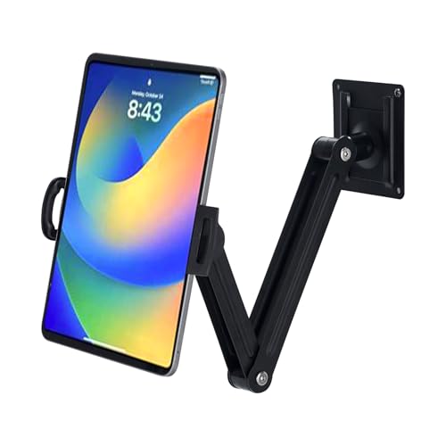Adjustable Wall Mount Tablet & Phone Holder, 360° Rotating, 4-12.9 inch Compatible, for Hospital, Office, Home