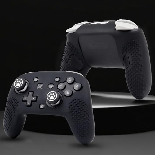 RALAN Controller Skin with 6 Thumb Grips for Switch 2 Pro Controller, Anti-Slip Silicone Controller Cover Protector Case - color: Black