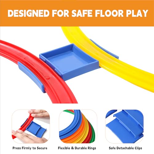 20Pcs 15" Square & Round Hopscotch Rings, Kids Agility Obstacle Course - style: 15" Square + Hoop – 2 Set