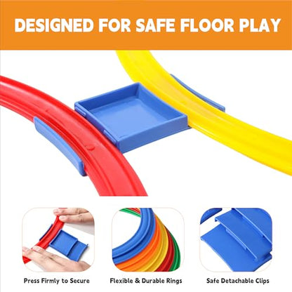 20Pcs 15" Square & Round Hopscotch Rings, Kids Agility Obstacle Course - style: 15" Square + Hoop – 2 Set