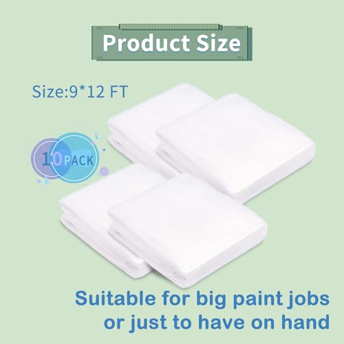 30 Pieces Plastic Drop Cloth, Plastic Drop Sheets, 9x12 Ft, Clear