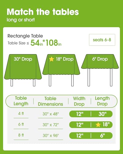 Pureegg Plastic Table Cloth Disposable 6 Pack, 54 x 108 Inch, White - color: White, size: 54" X 108" Rectangle