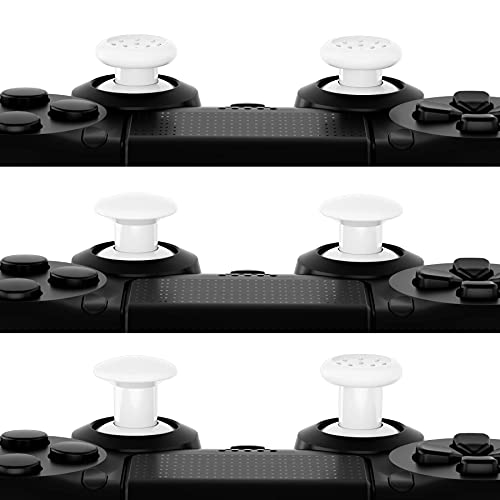 eXtremeRate ThumbsGear Interchangeable Ergonomic Thumbstick for PS5 Controller, for PS4 All Model Controller - 3 Height Domed and Concave Grips Adjustable Joystick - White - color: White