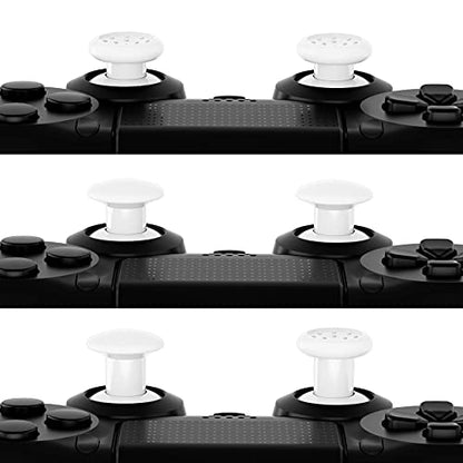 eXtremeRate ThumbsGear Interchangeable Ergonomic Thumbstick for PS5 Controller, for PS4 All Model Controller - 3 Height Domed and Concave Grips Adjustable Joystick - White - color: White