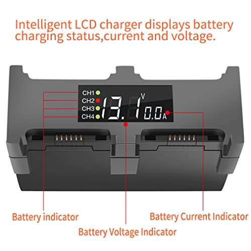 Hanatora Battery Charger with LCD Display for DJI Spark Drone,4 in 1 Rapid Multi Parallel Charging Hub Accessories