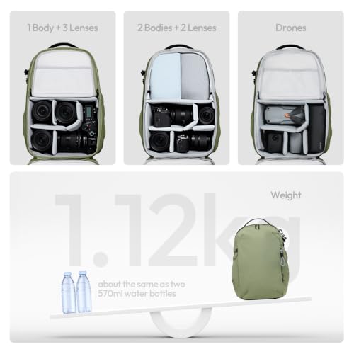 ULANZI YY038 Travel Camera Backpack 22L for Mirrorless DSLR (Green) - color: Green